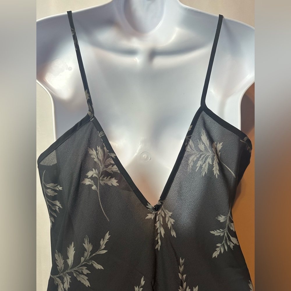 Vintage Victorias Secret Silk Maxi Slip Dress Y2K Leaf Print Sheer Long - Picture 5 of 13